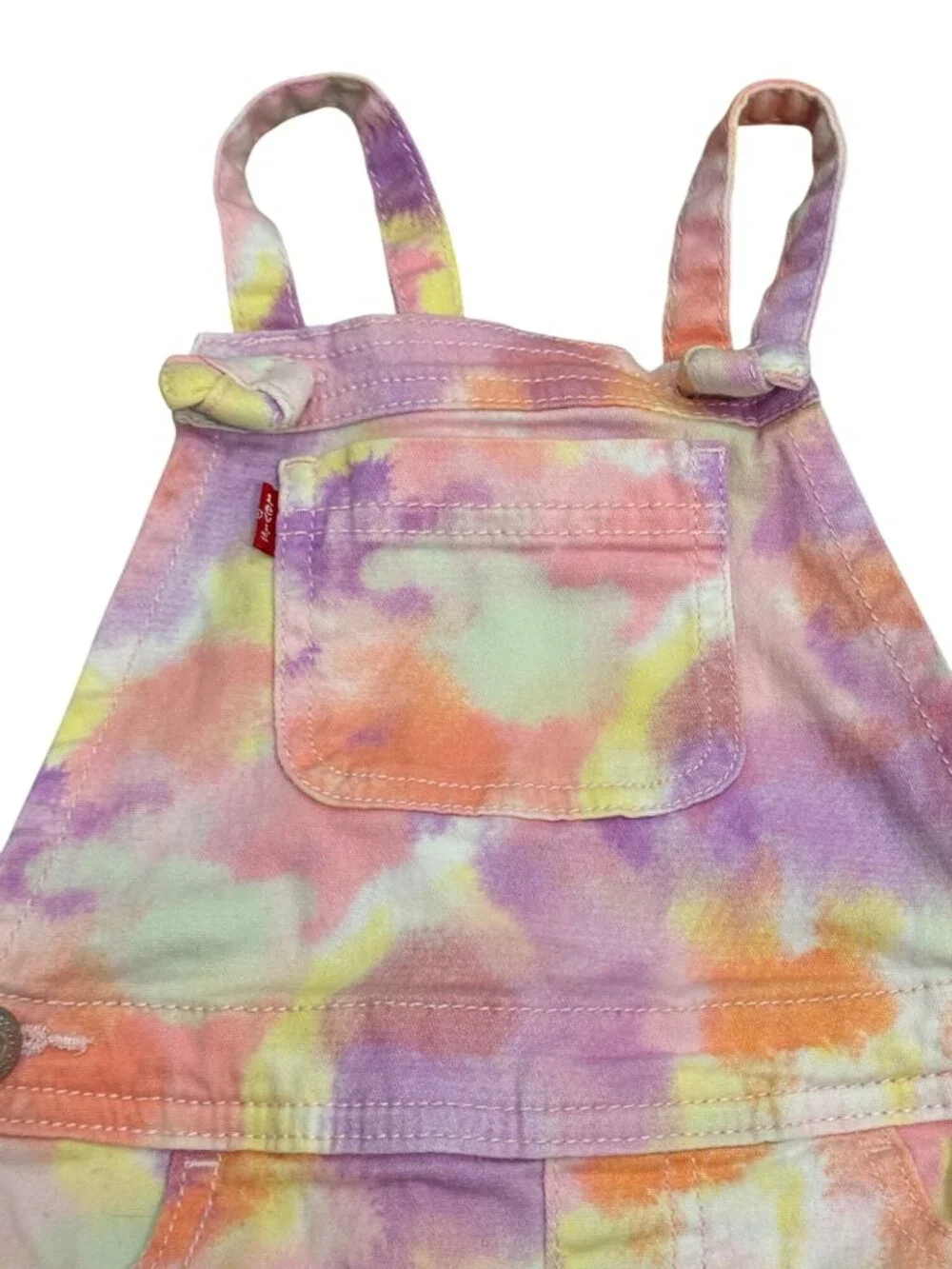 Levis Tie-Dye Baby Shortall Overalls 18M Pink & Multicolor
